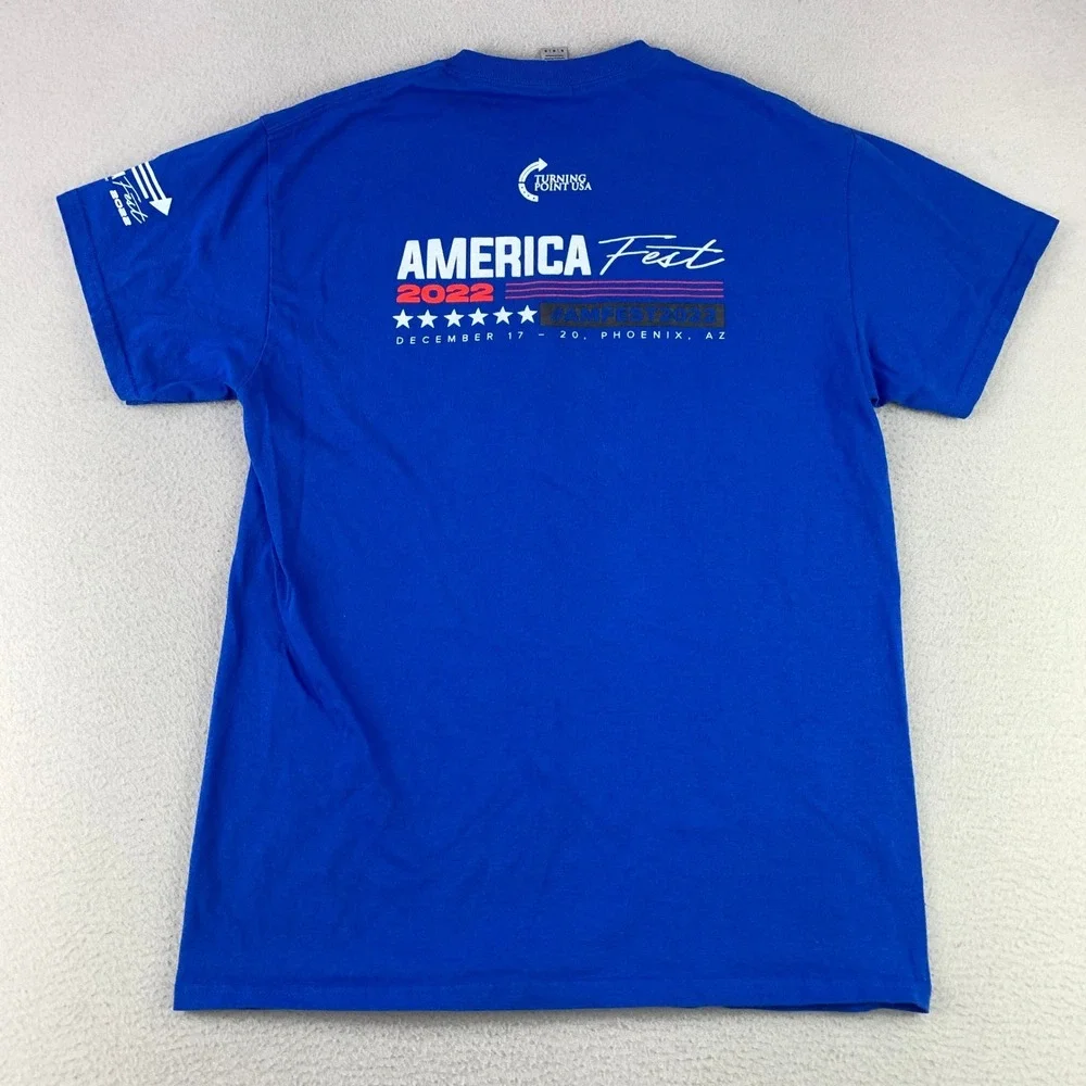 Turning Point USA America Fest T-Shirt Mens M Blue Graphic Short Sleeve